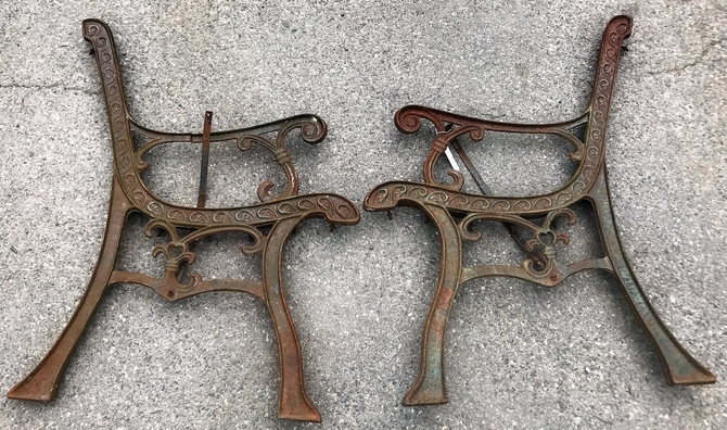 Pair of Vintage Cast Iron Bench Ends