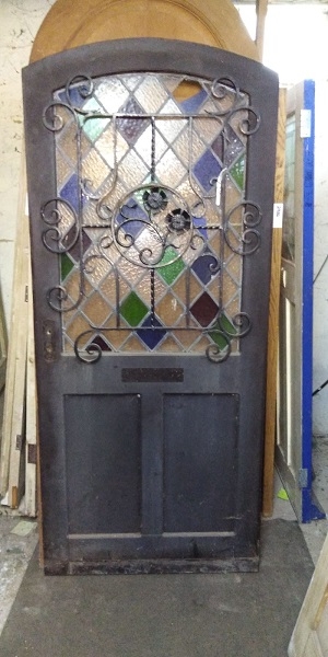 Reclaimed Arched Stained Glass Front Door