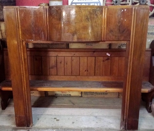 Original Wooden Art Deco Walnut Fire Surround