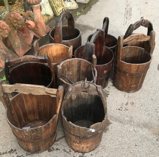 Vintage Old Wooden Farm Buckets