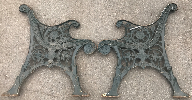 Pair of Vintage Cast Iron Bench Ends