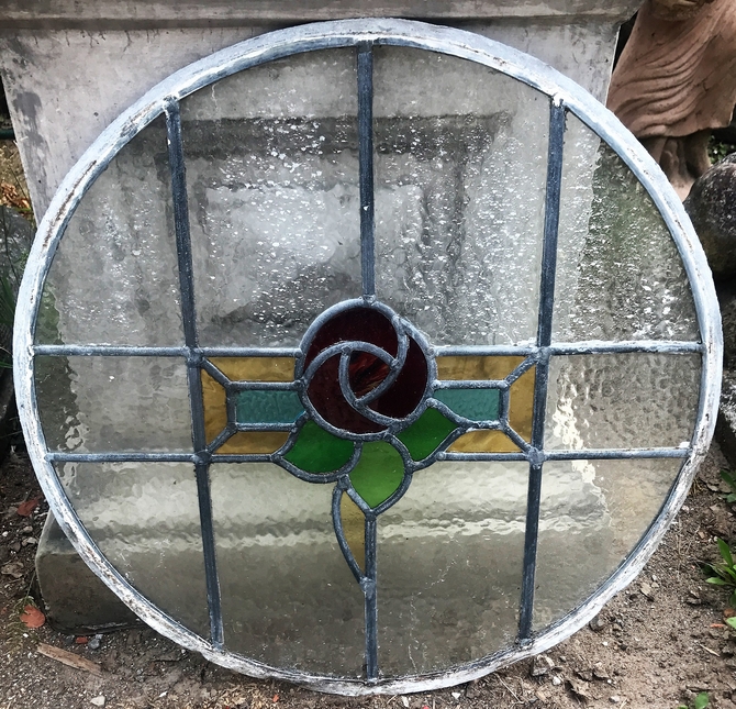 Reclaimed Round Stained Glass Panel