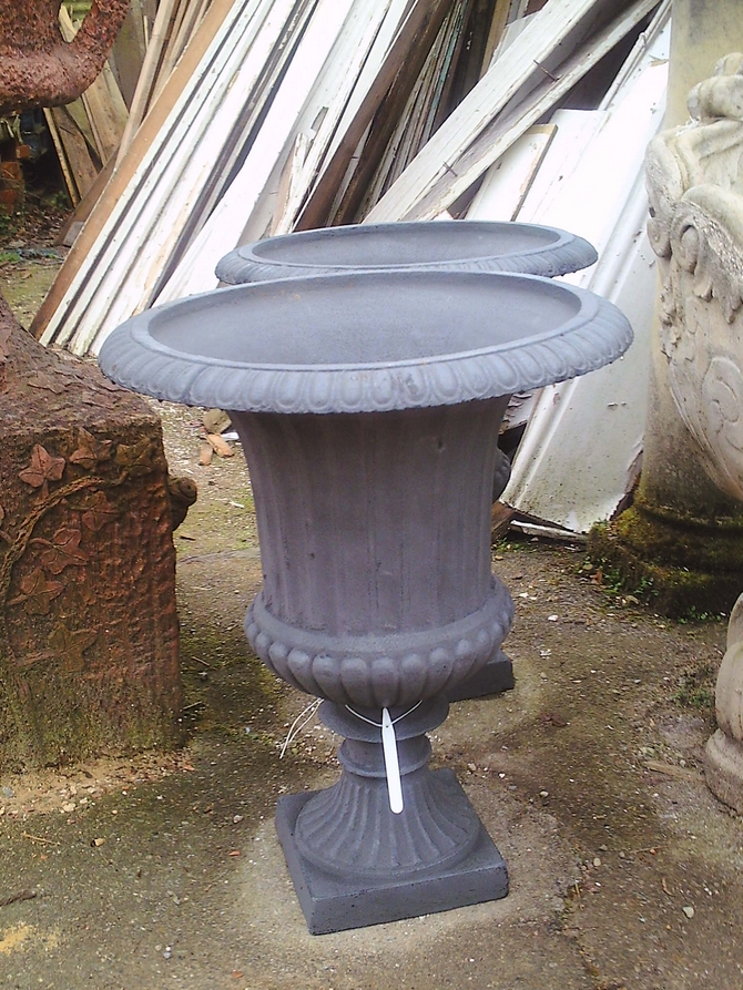 Pair of Cast Iron Urns