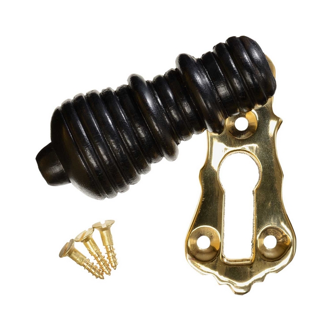 Keyhole Cover Escutcheon - Ebonised Beehive - Brass (single)