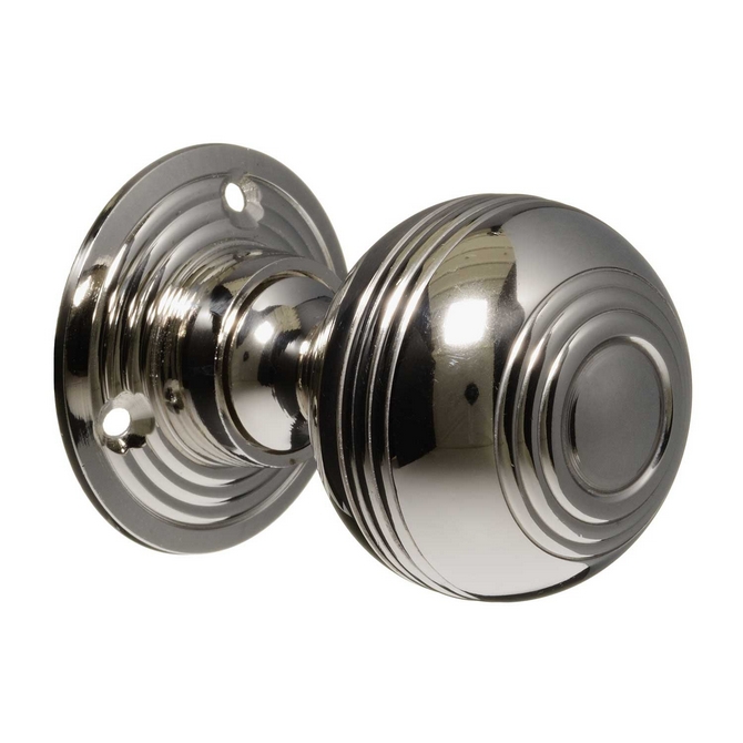 Georgian Style Door Knobs - Nickel Reeded (pair)