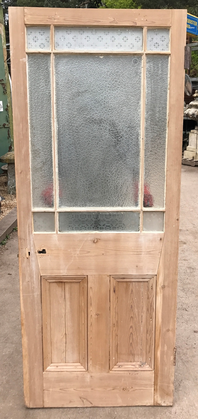 VICTORIAN FRONT DOOR WOOD RECLAIMED PERIOD OLD ANTIQUE PINE GLAZED REF 006