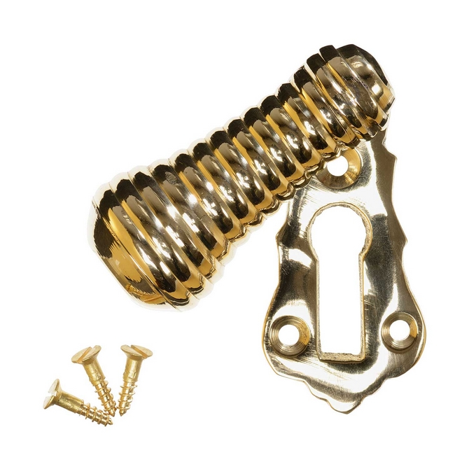 Keyhole Cover Escutcheon - Brass Beehive Teardrop (single)