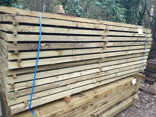 NEW BRITISH ECO TREATED SLEEPERS 2.4m x 200mm x 50mm