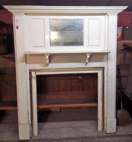 Original Decorative White Fire Surround with mirror over mantle