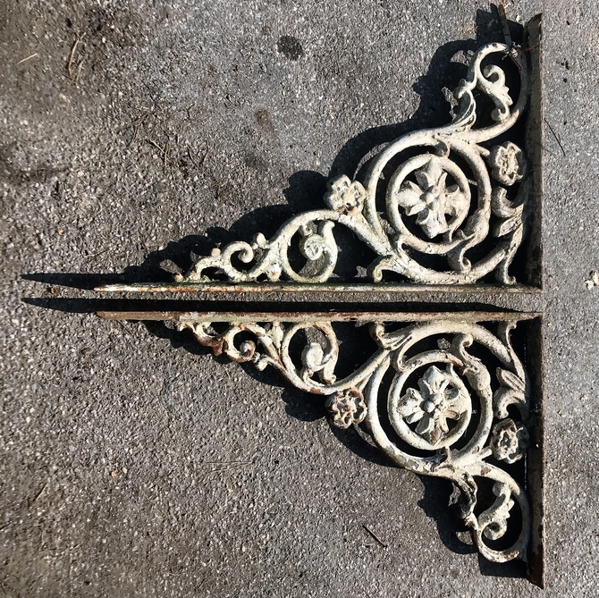 Pair of Large Ornate Cast Iron Brackets