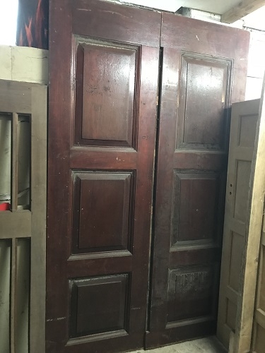 Pair of Large 3 Panel Hardwood Entrance Doors