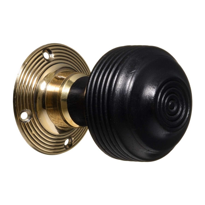 Georgian Style Door Knobs - Ebonised Reeded (pair)