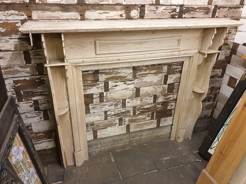 Original Decorative Stripped Wooden Fire Surround