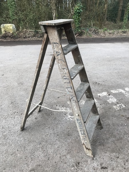 Reclaimed Wooden Paint Splattered Step Ladder