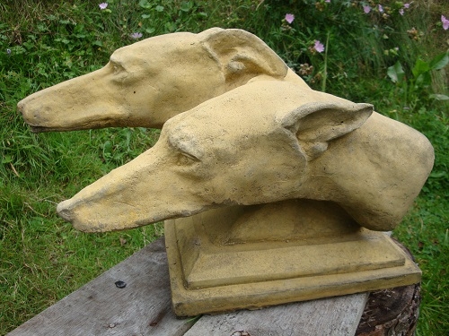 Greyhound dogs Heads garden ornament