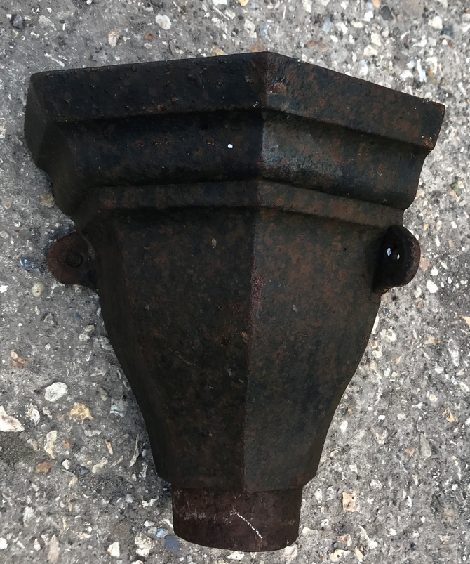 Reclaimed cast iron corner rainwater hopper