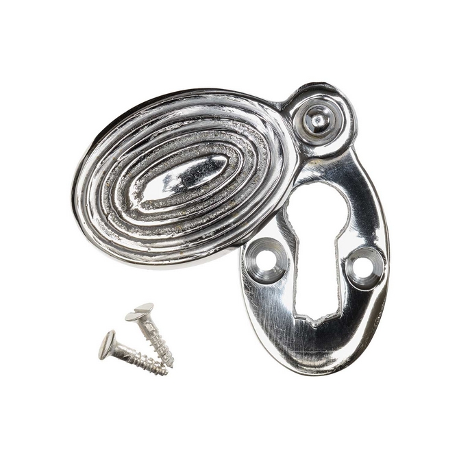 Keyhole Cover Escutcheon - Nickel Reeded Oval (single)