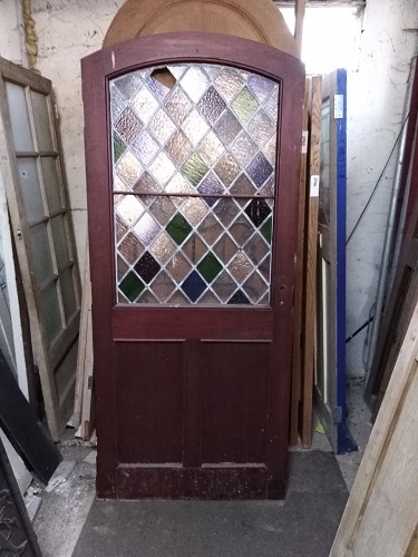 Reclaimed Arched Stained Glass Front Door