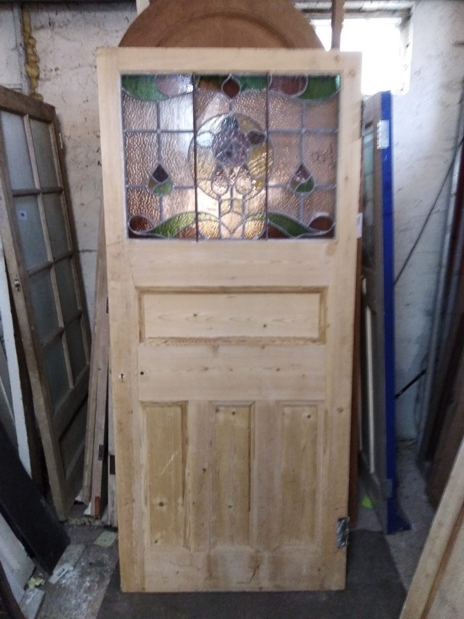 Reclaimed 5 Panel Stained Glass Front Door