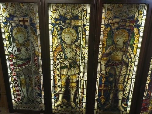 Antique Religious Stained Glass Panels