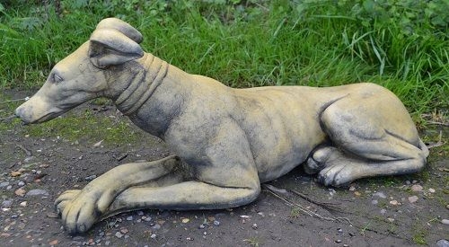 Whippet lying down dog statue - 'Belle'