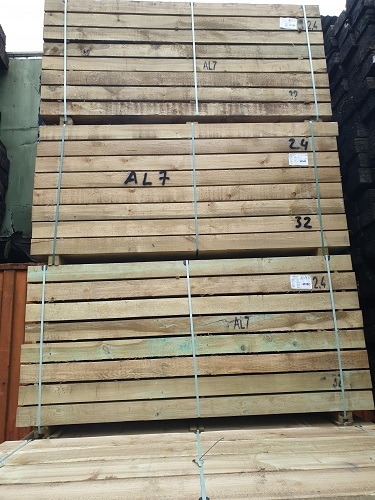 NEW BRITISH SOFTWOOD ECO TREATED SLEEPERS 2.4m x 245mm x 120mm PACK SPECIAL