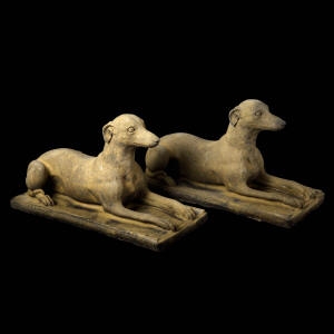 Pair Laying Greyhounds