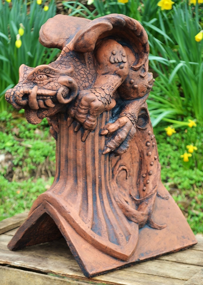 Gothic Dragon roof finial angled ridge tile