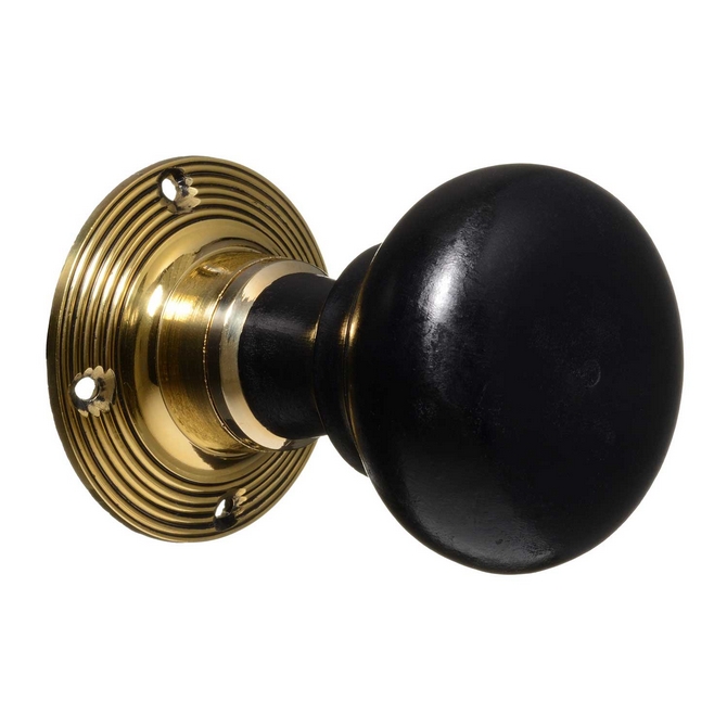 Edwardian Style Door Knobs - Ebonised Bun (pair)