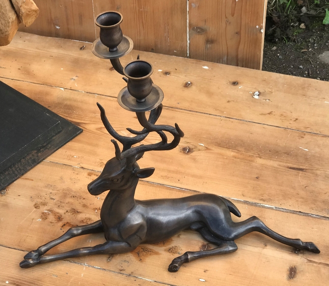 Bronze Stag Candle Holder