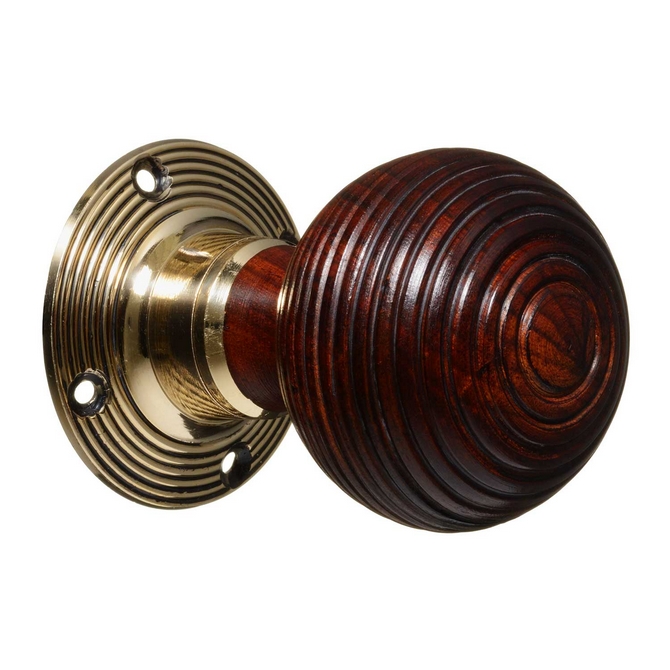 Victorian Style Door Knobs - Rosewood Beehive - Brass (pair)