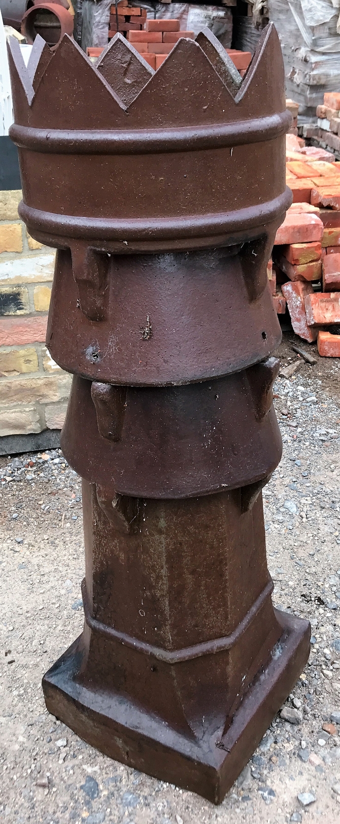 Reclaimed Dark Glazed Louvred Crown Chimney Pot