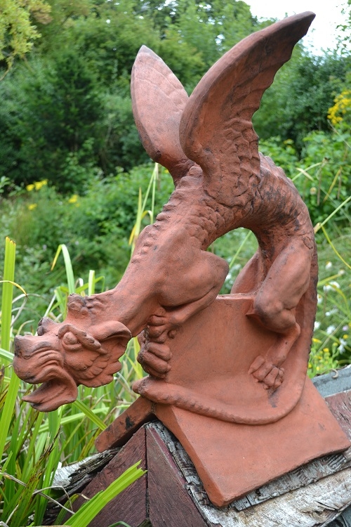 Large Dragon roof finial angled ridge tile 