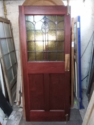 Reclaimed Pair of Stained Glass Entrance Doors