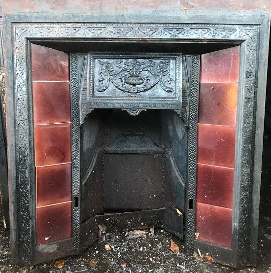 Decorative Cast Iron Tiled Insert with original tiles