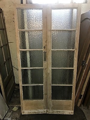 Reclaimed Pair of Glazed Stripped Doors