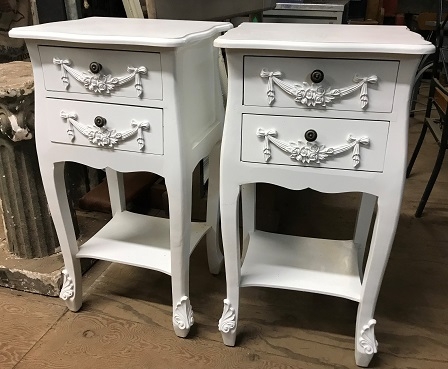 Pair of Toulouse Floral White 2 Drawer Bedside Table