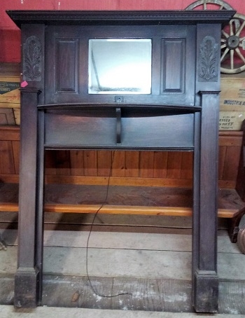 Original Decorative Oak Fire Surround with mirror over mantle