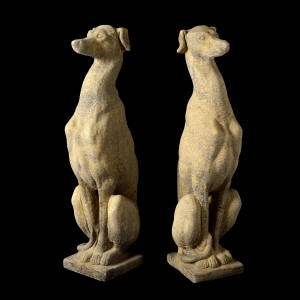 Pair Sitting Greyhounds