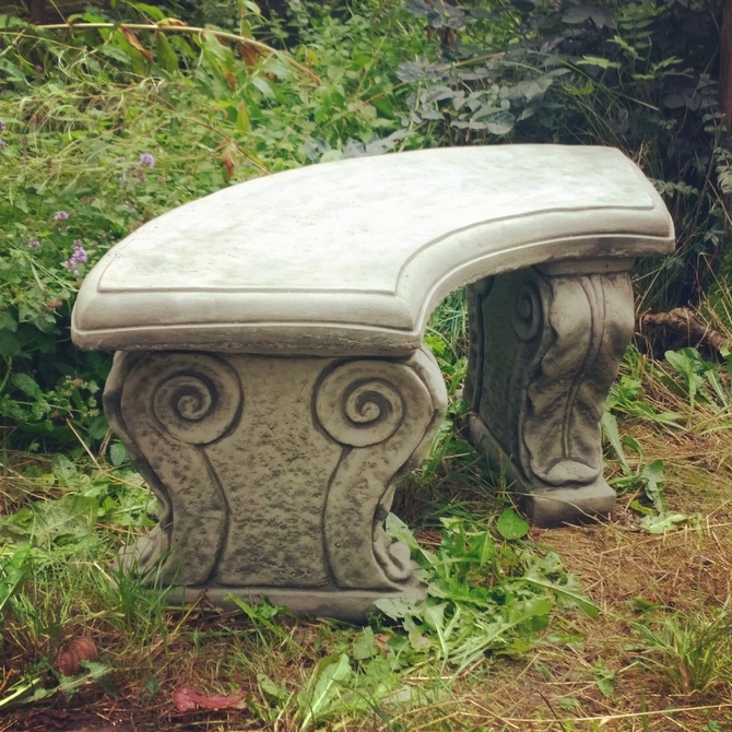 Curved Scroll Stone Bench