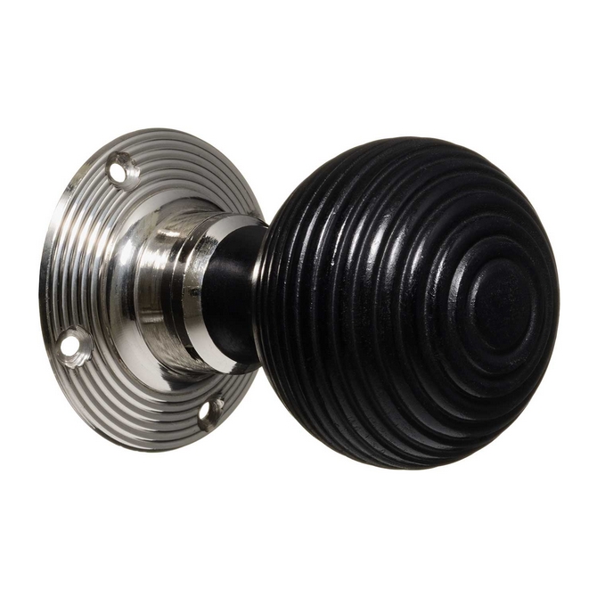 Victorian Style Door Knobs - Ebonised Beehive - Nickel (pair)