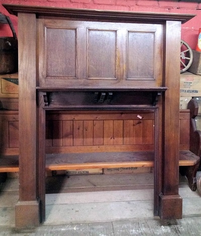 Original Oak Fire Surround with panelled overmantle SOLD