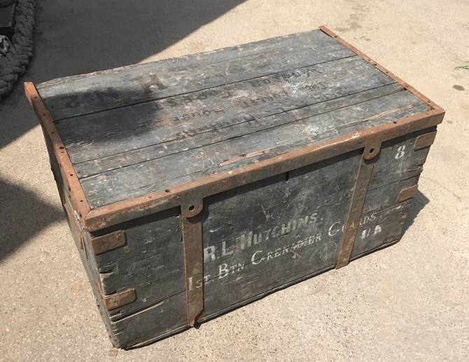 Large Vintage WW2 Wooden Trunk 1st Btn Grenadier guards