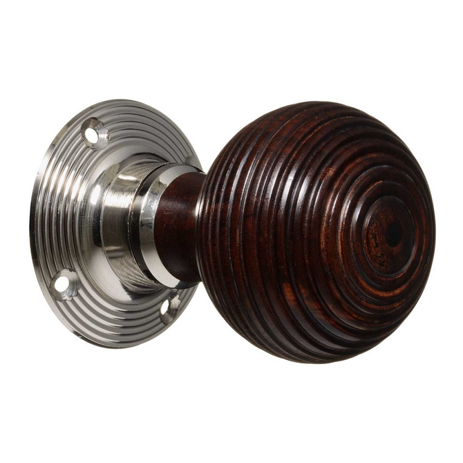 Victorian Style Door Knobs - Rosewood Beehive - Nickel (pair)