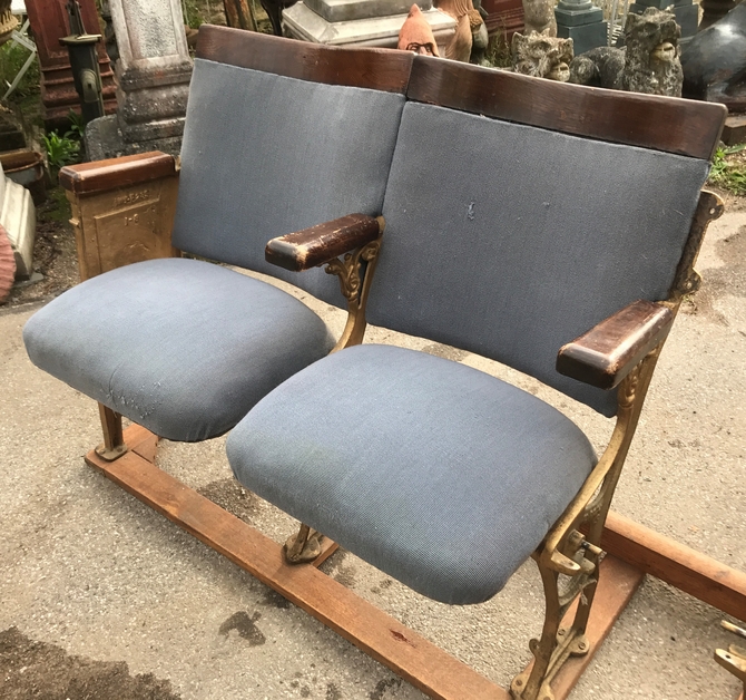 A Pair Art Deco Circa 1930s Vintage Theatre Seats